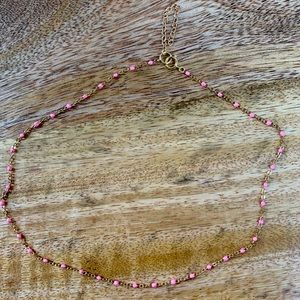 Gold with pink detail choker necklace